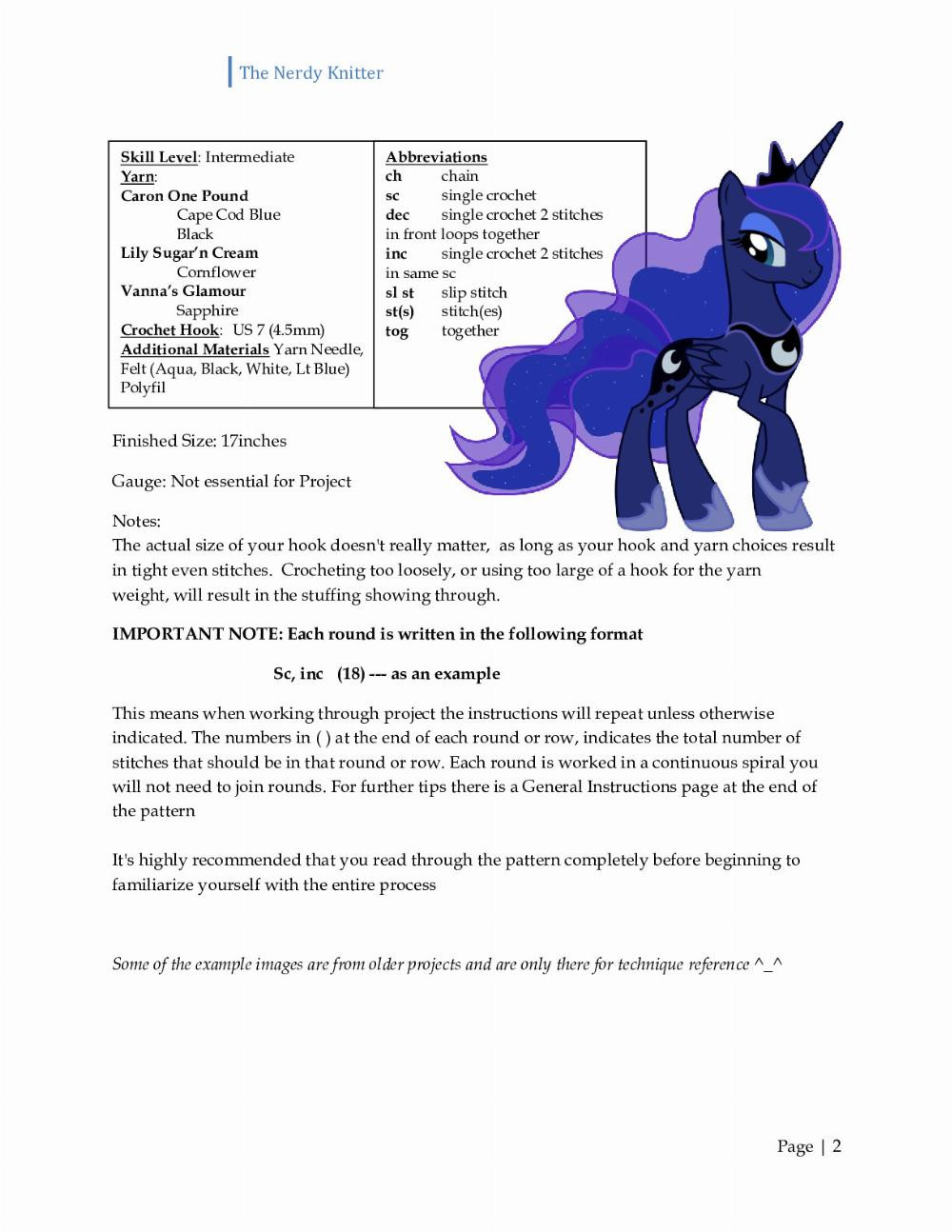 The Nerdy Knitter princess luna unicorn