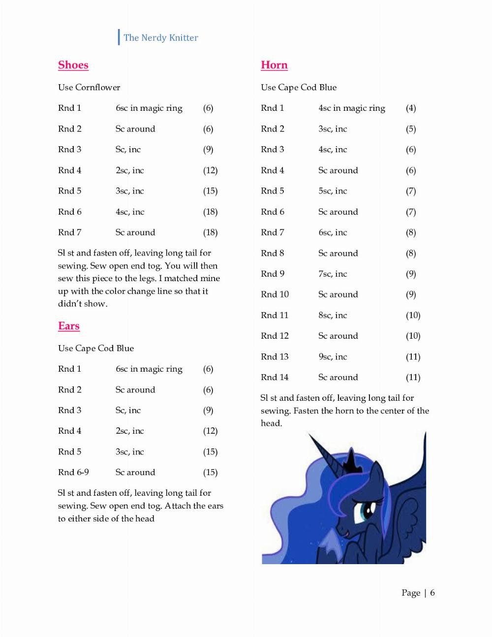 The Nerdy Knitter princess luna unicorn