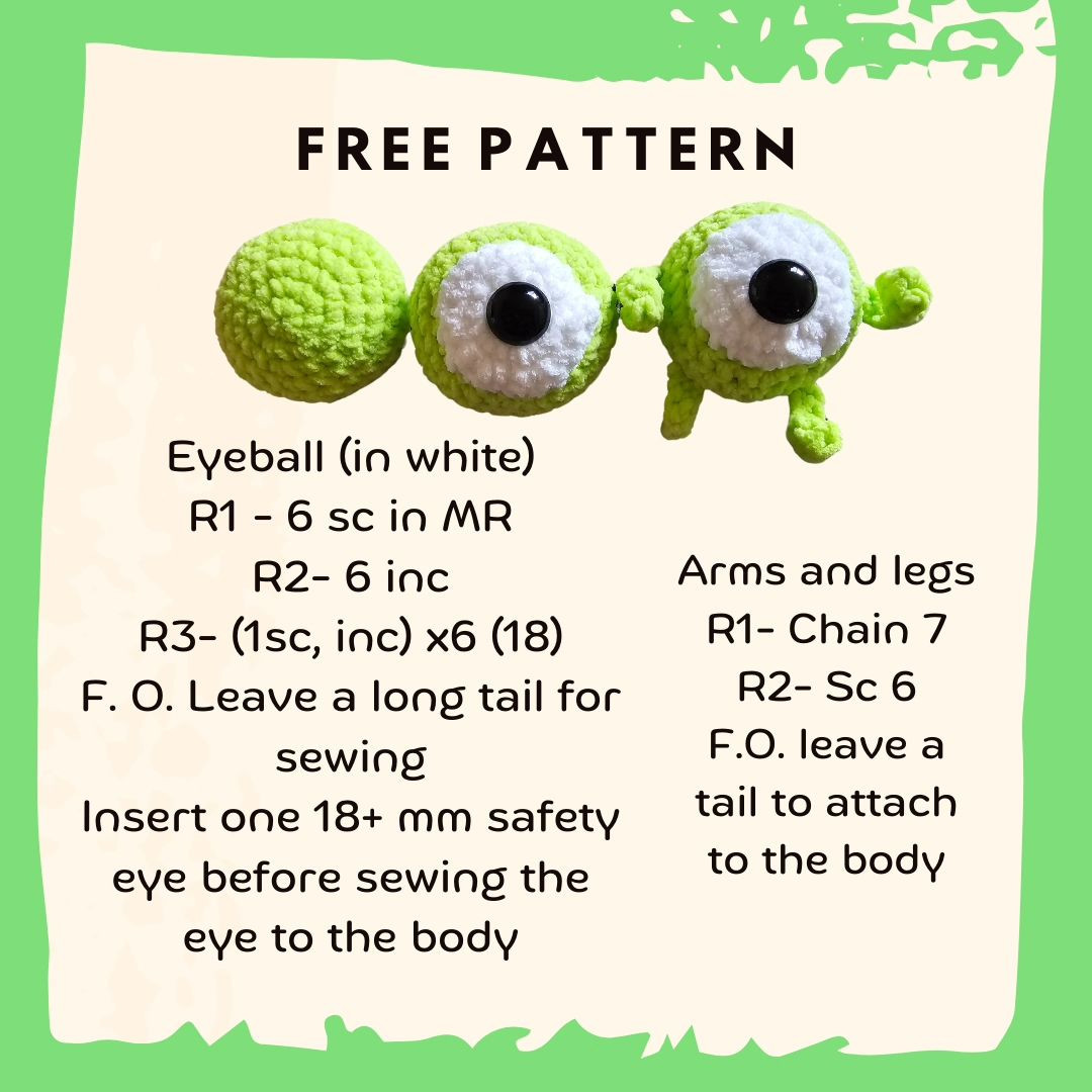 This is my first free pattern, a very simple Maki Wazowski!