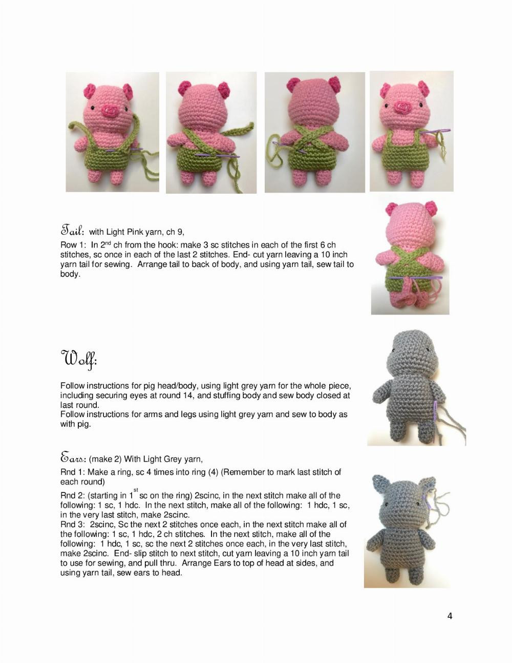 Three Little Pigs Amigurumi Playset Pattern Pattern