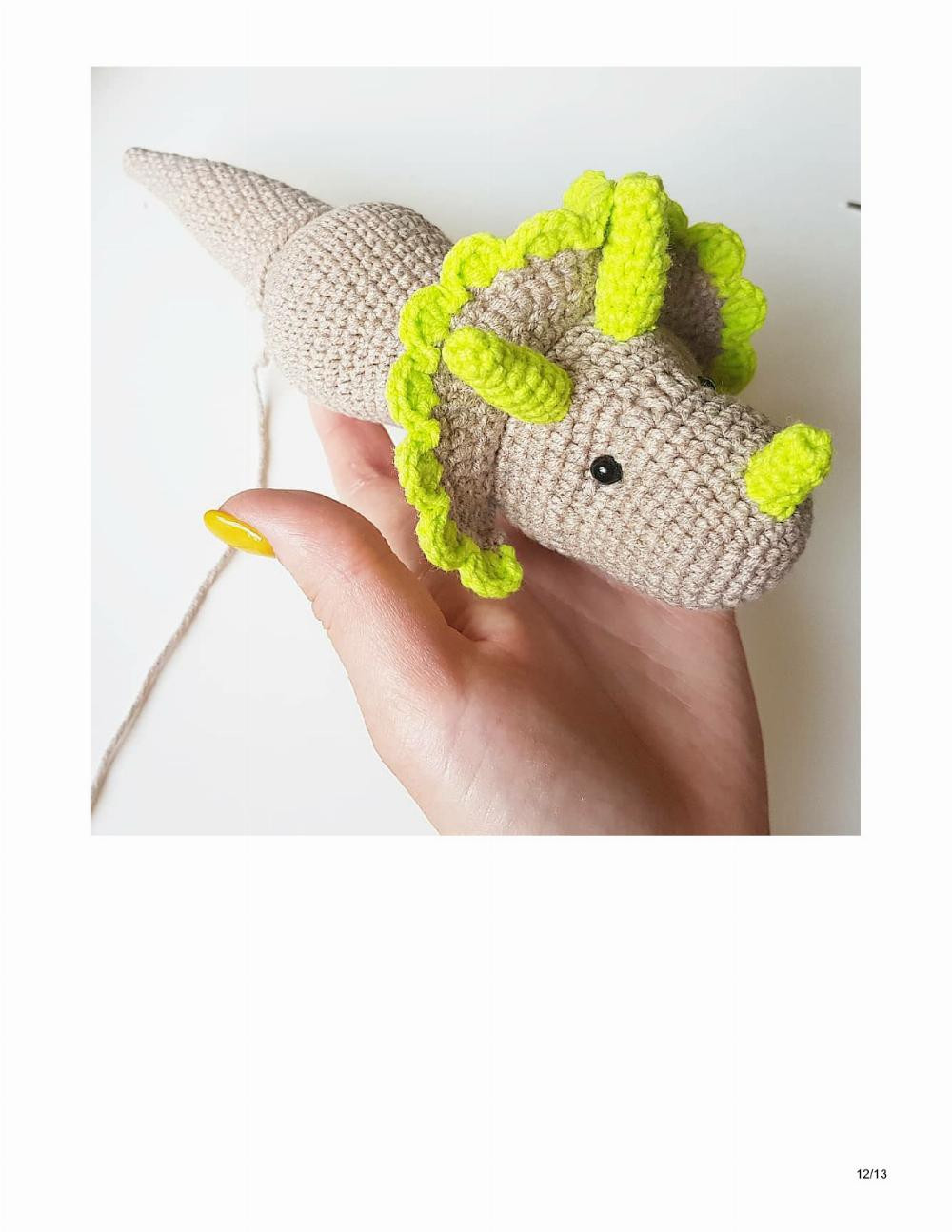 Triceratops dinosaur amigurumi