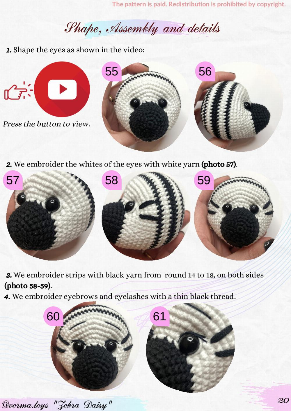 zebra daisy crochet pattern