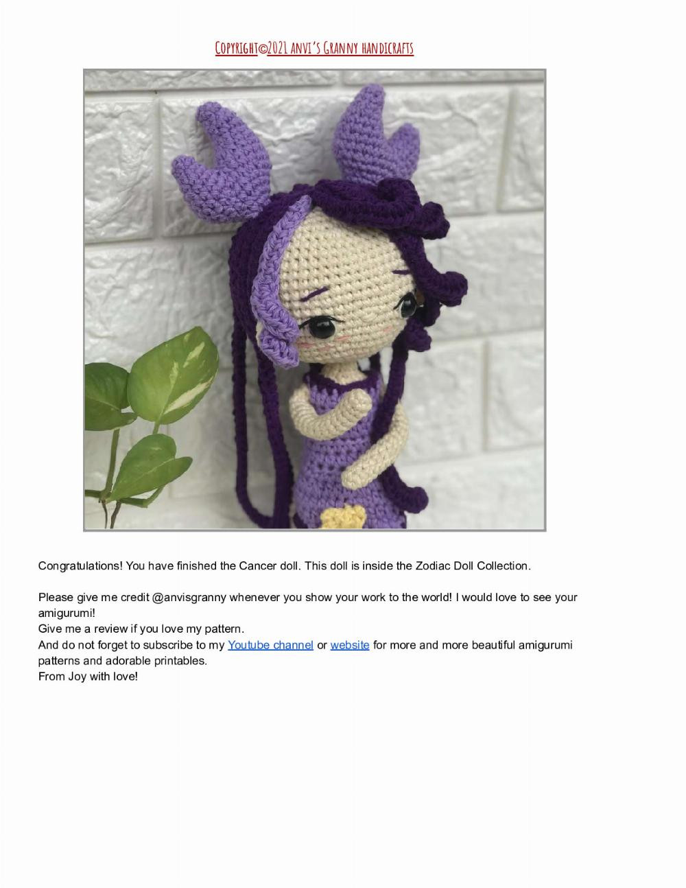 ZODIAC PRINCESS- CANCER doll crochet pattern