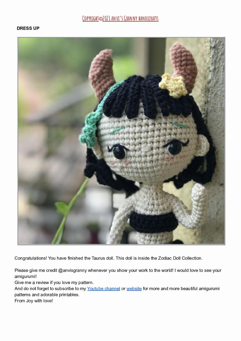 ZODIAC PRINCESS- TAURUS doll crochet pattern