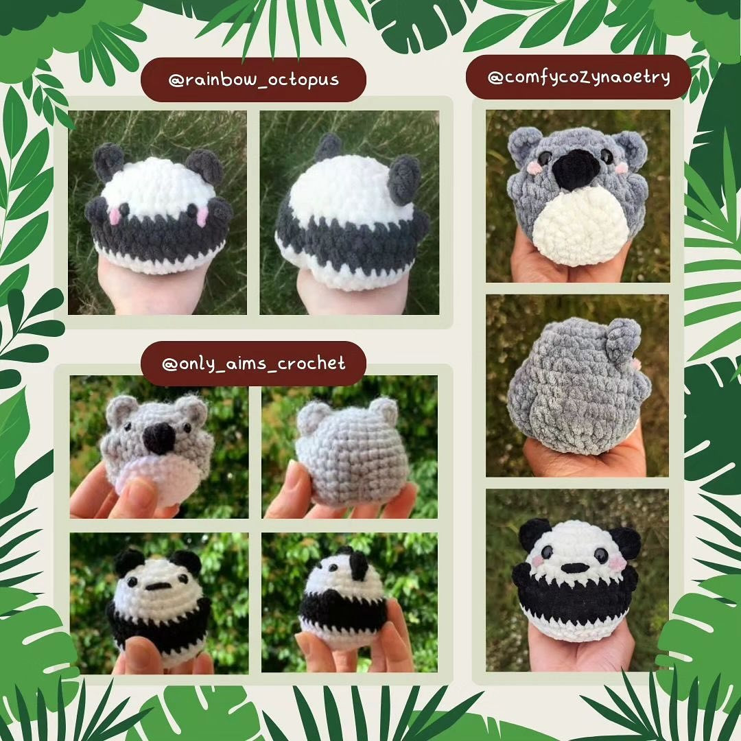 2 in 1 chonky koala and panda free pattern