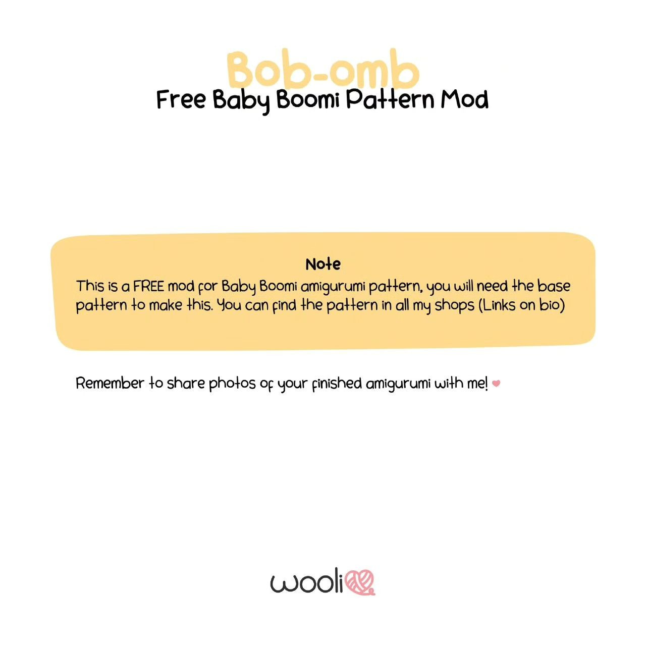 bob omb free baby boomi pattern mod