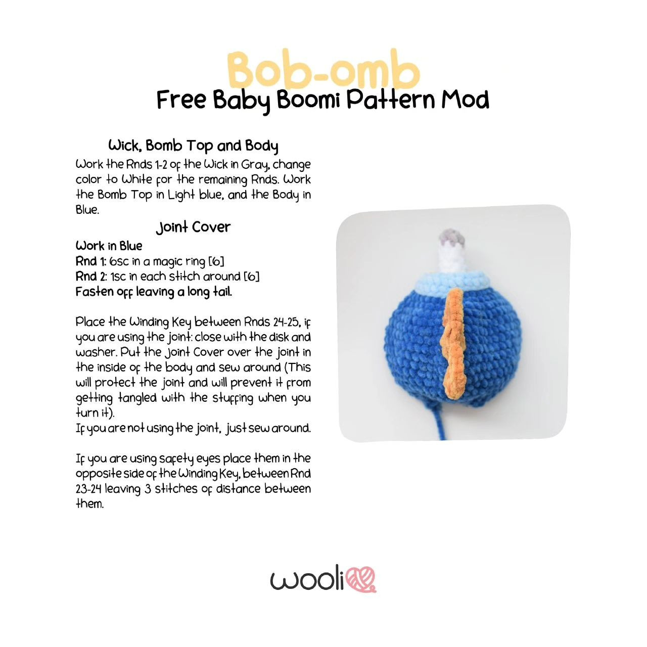 bob omb free baby boomi pattern mod