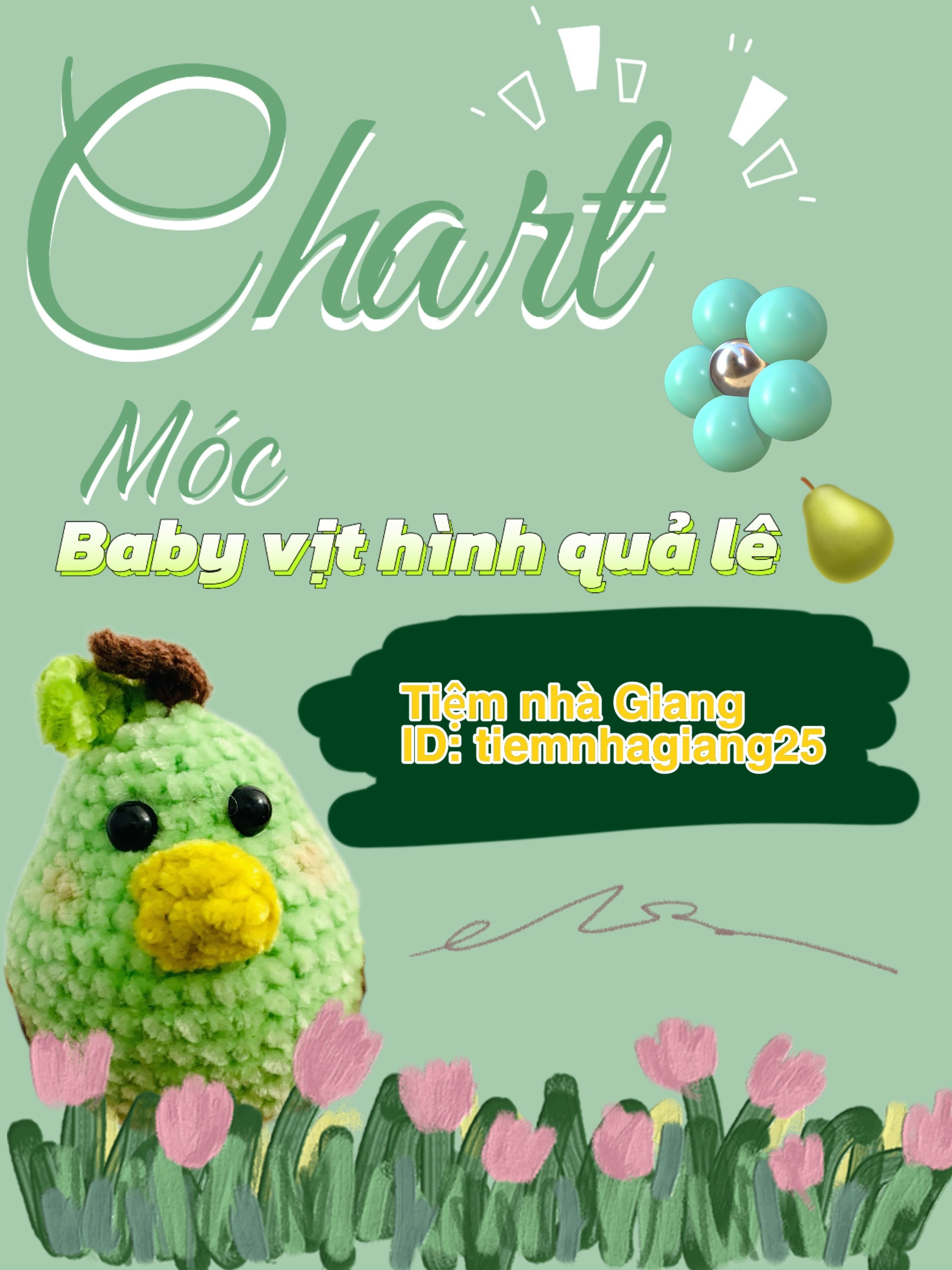 Chart móc baby vịt hình quả lê 🍐