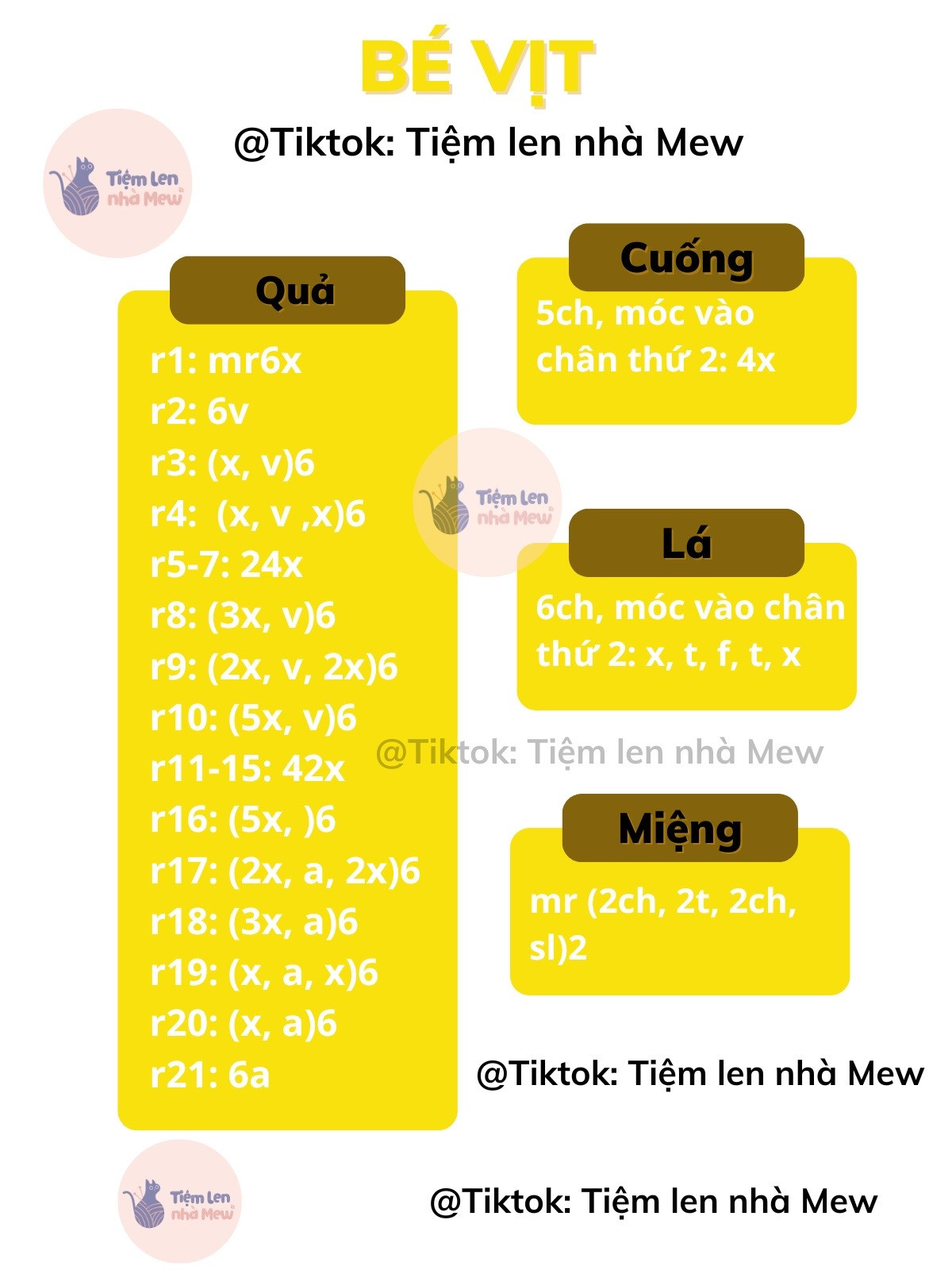 Chart móc len bé vịt