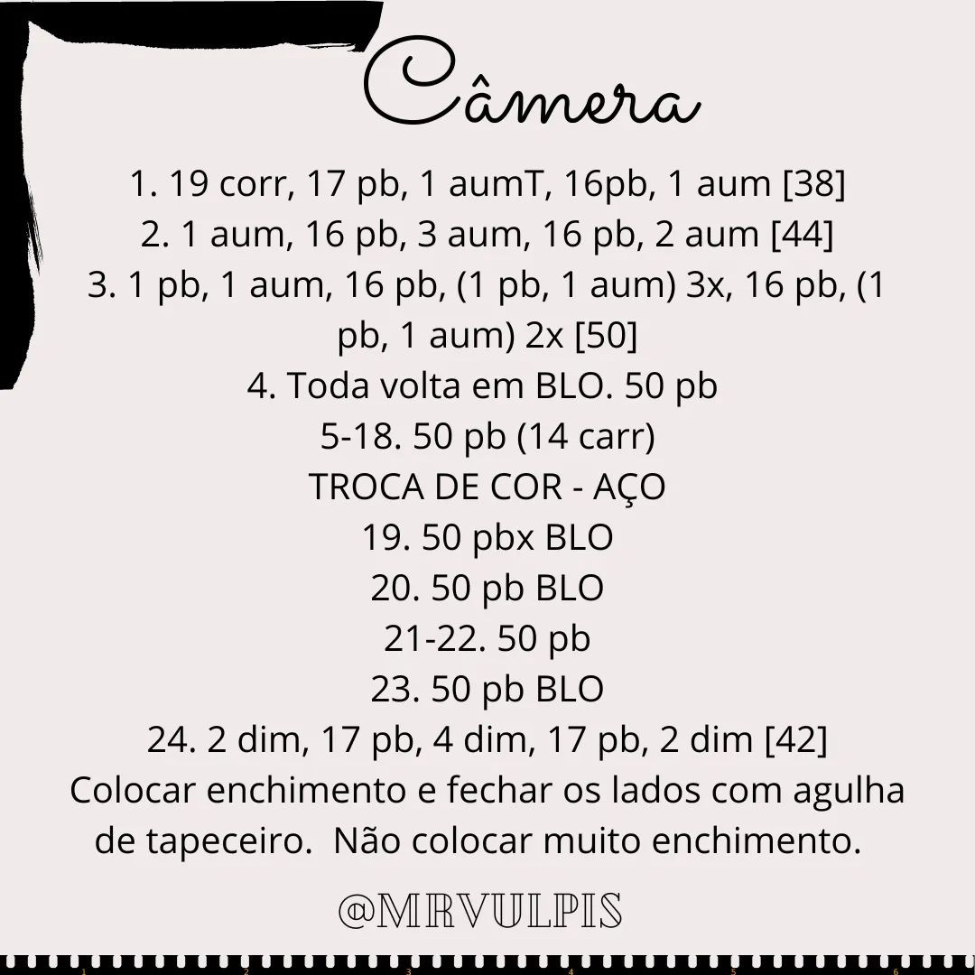 Como prometido, trouxe a receitinha gratuita da Câmera Fotográfica Mr Vulpis!