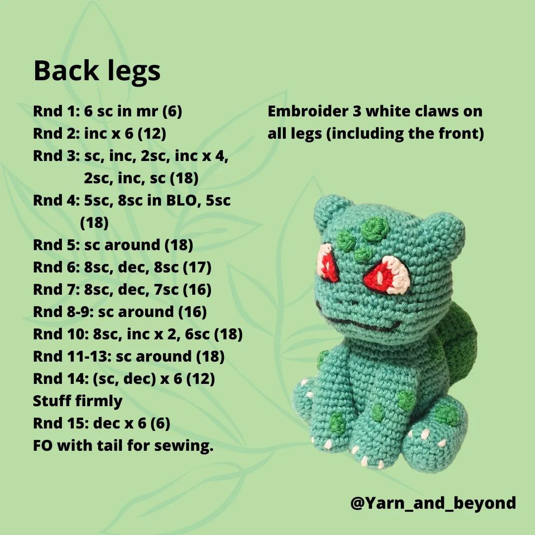 crochet bulbasaur free pattern