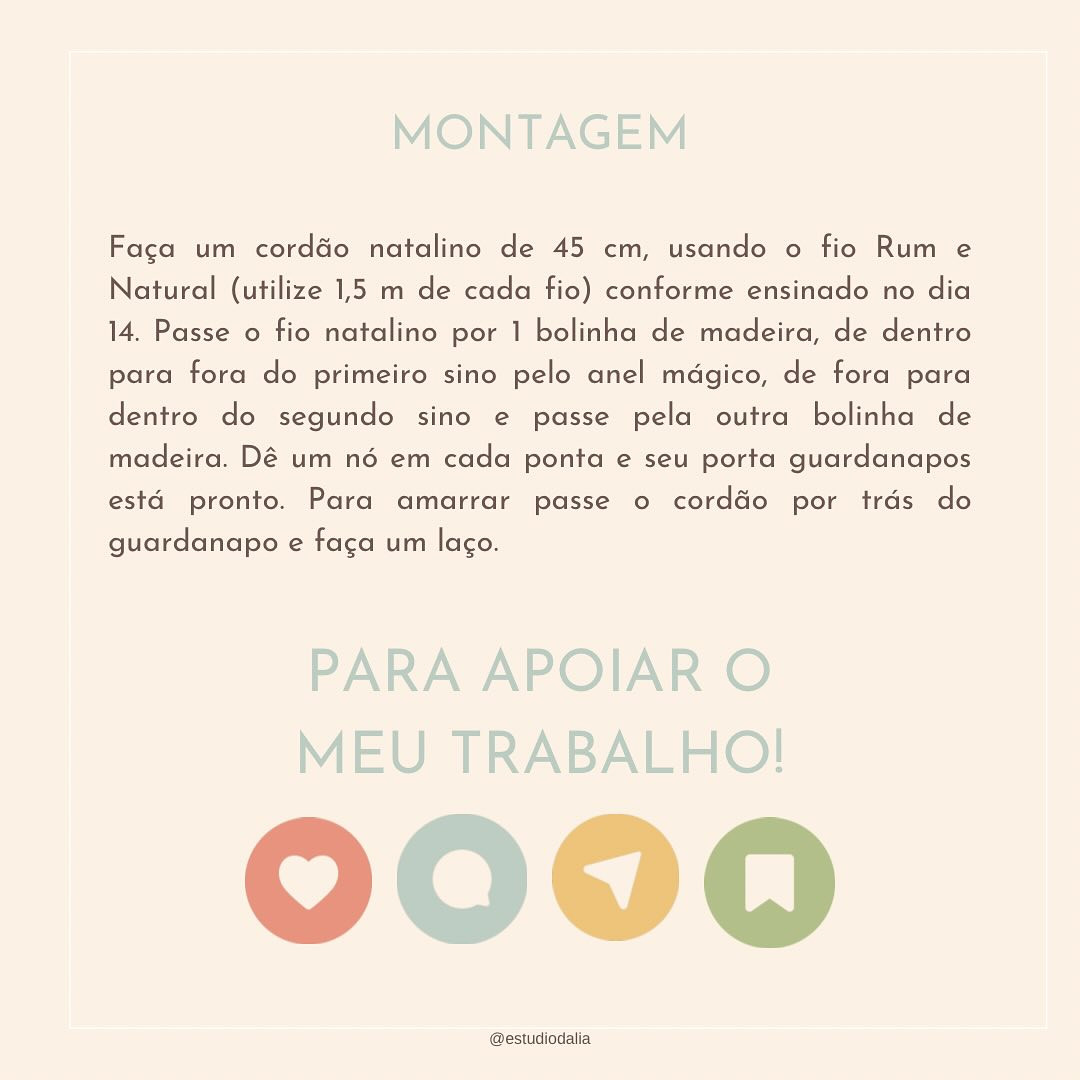 🔔Dia 18- Porta guardanapos Sinos🔔
Uma semana para o Natal e por aqui já estou com o pensamento na ceia e você?