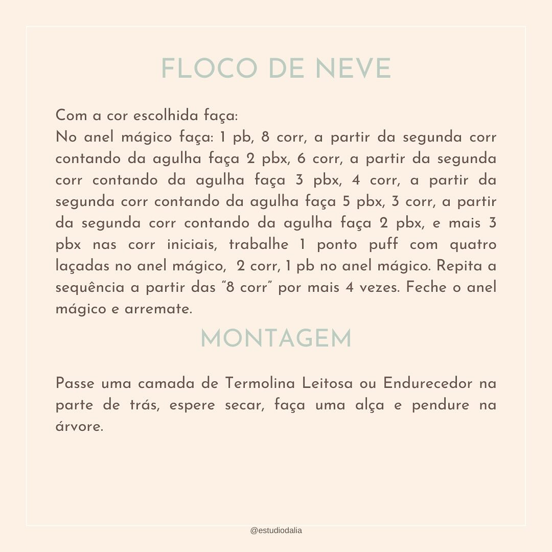 ❄️Dia 5- Floco de Neve❄️
E para amenizar o calor dos últimos tempos hoje eu trago uma receita que fica linda tanto na árvore quanto como aplique e ainda refresca o Natal🎄✨