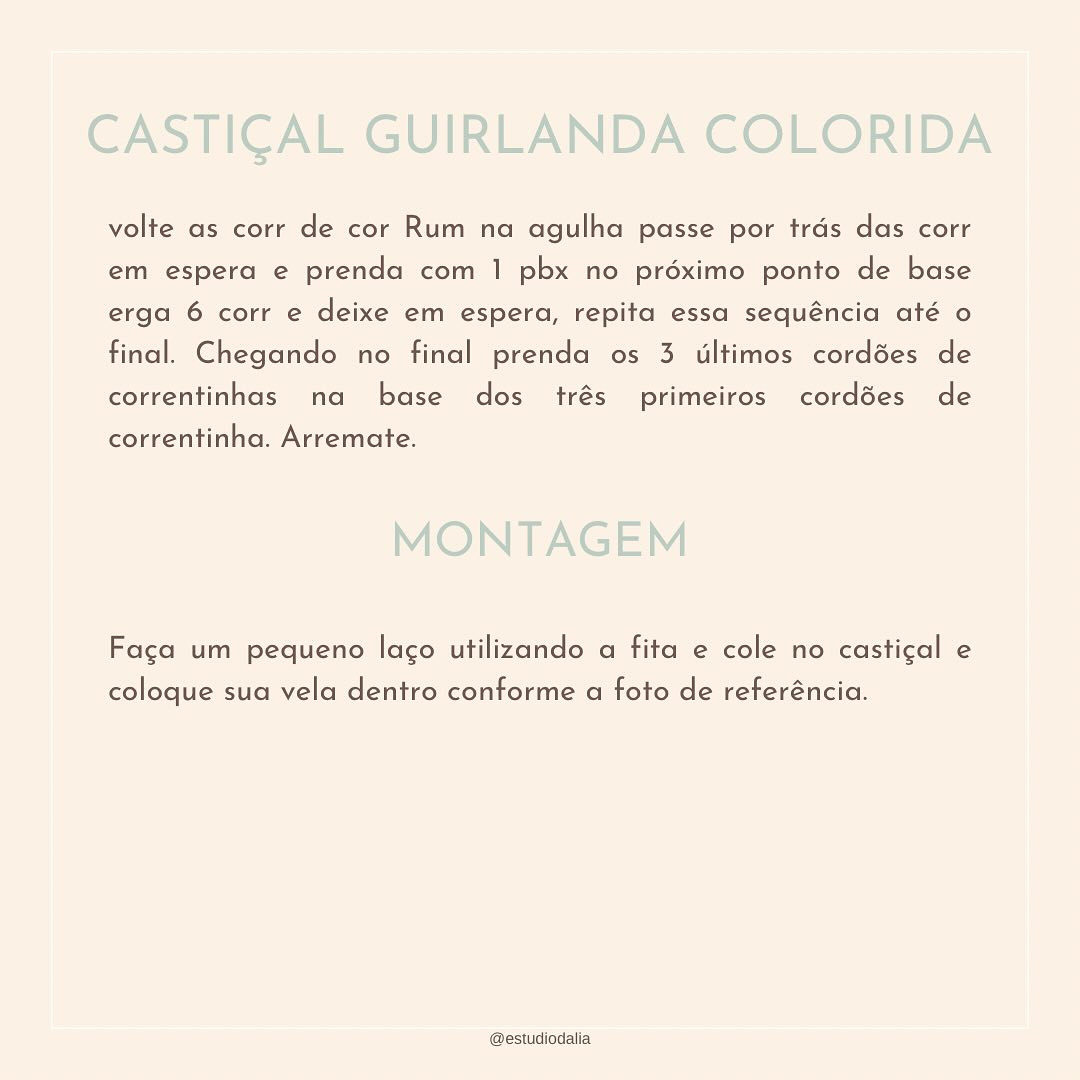 🎄Dia 8- Guirlanda Castiçal 🎄
Para encher sua noite de Natal com cores e luzes ✨