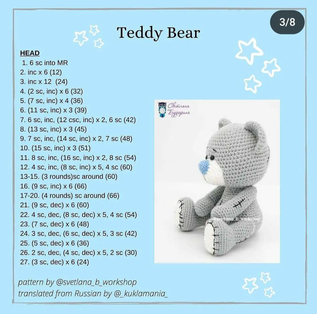 Free crochet pattern to create the cutest little teddy bear🧸