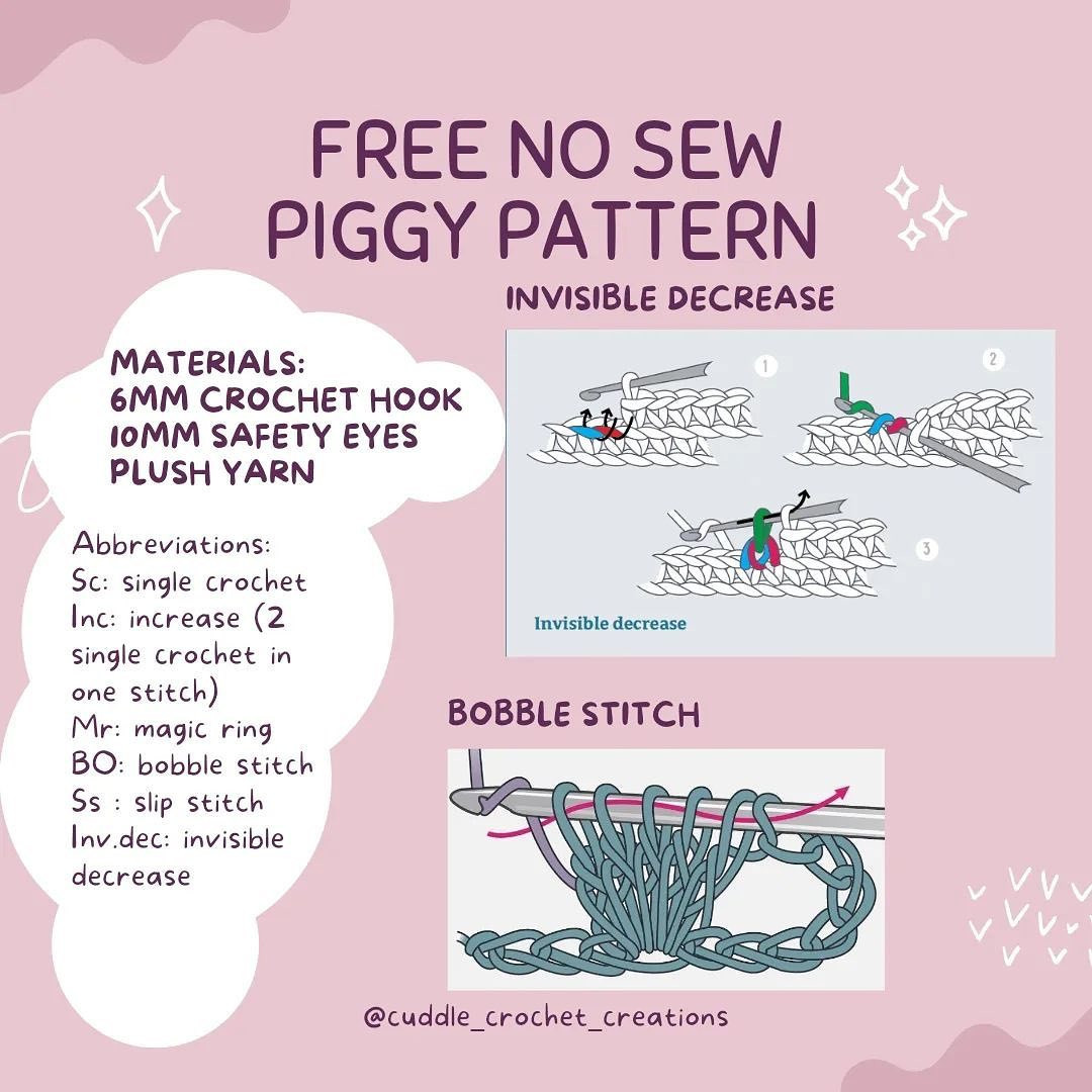 free no sew pink piggy pattern