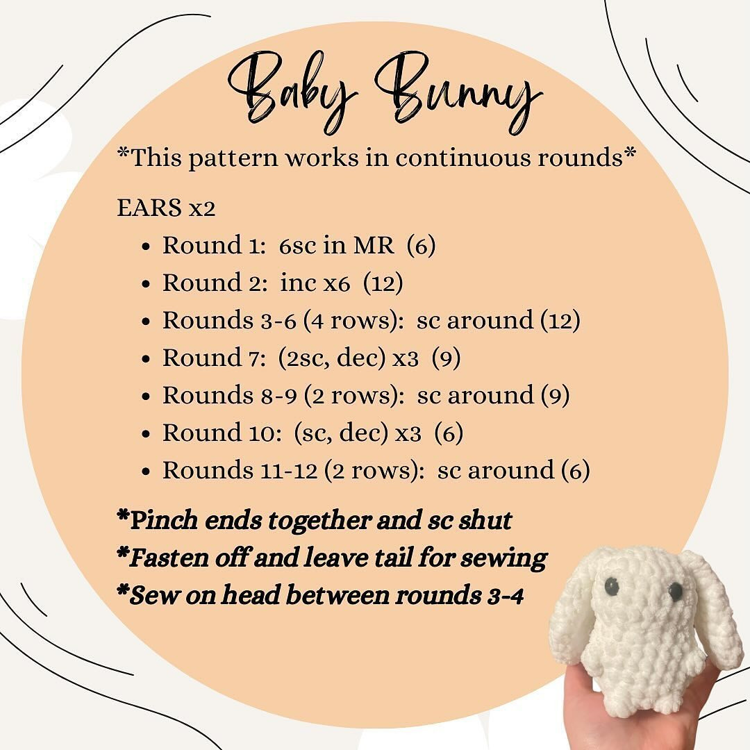 free pattern baby bunny white and brown