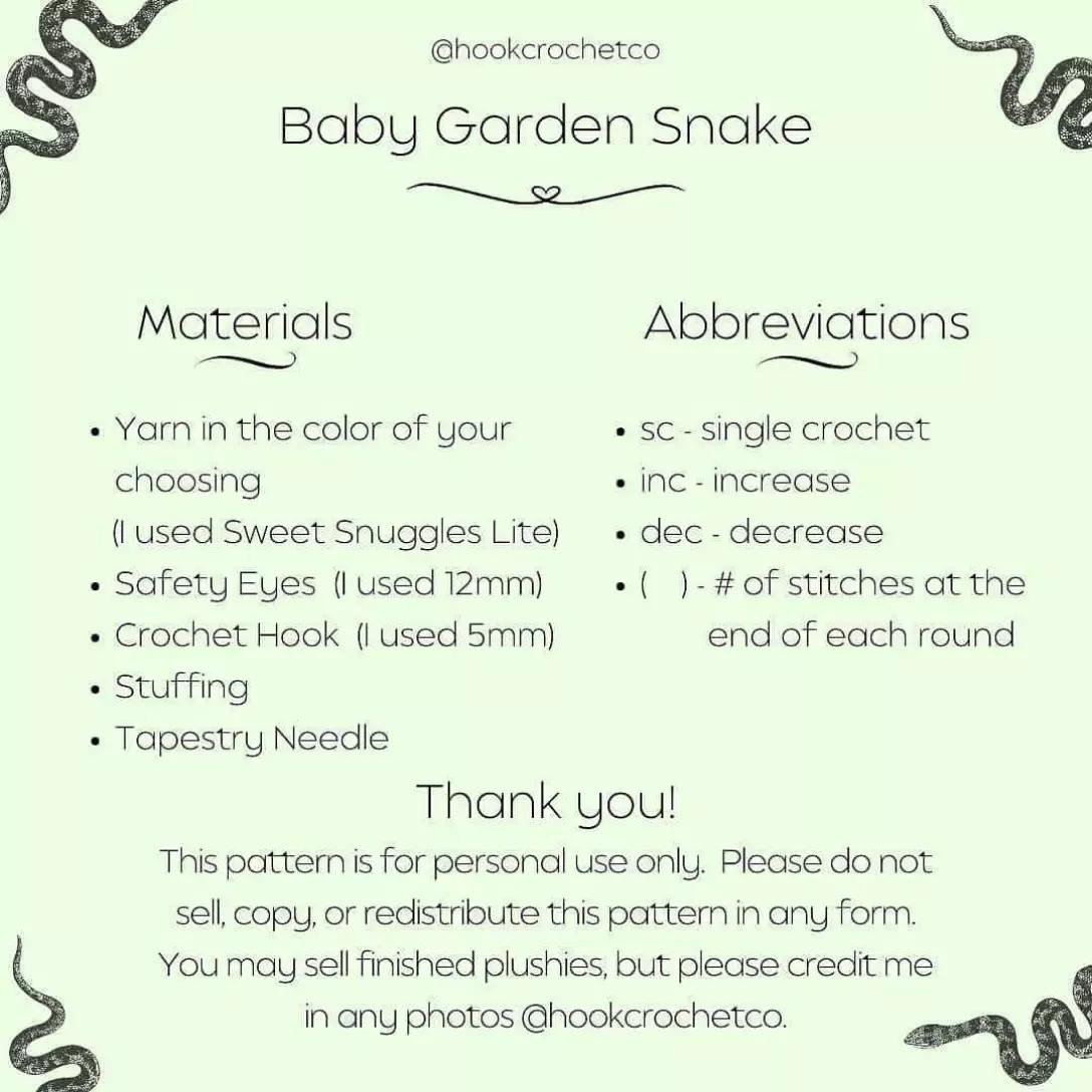 free pattern baby garden snake