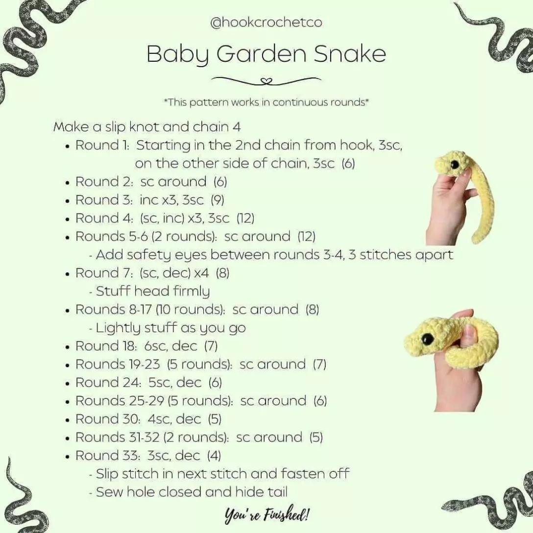 free pattern baby garden snake