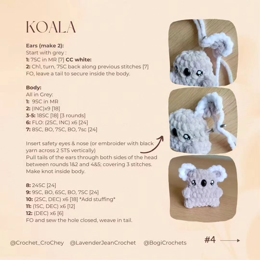 free pattern bear, koala, panda,