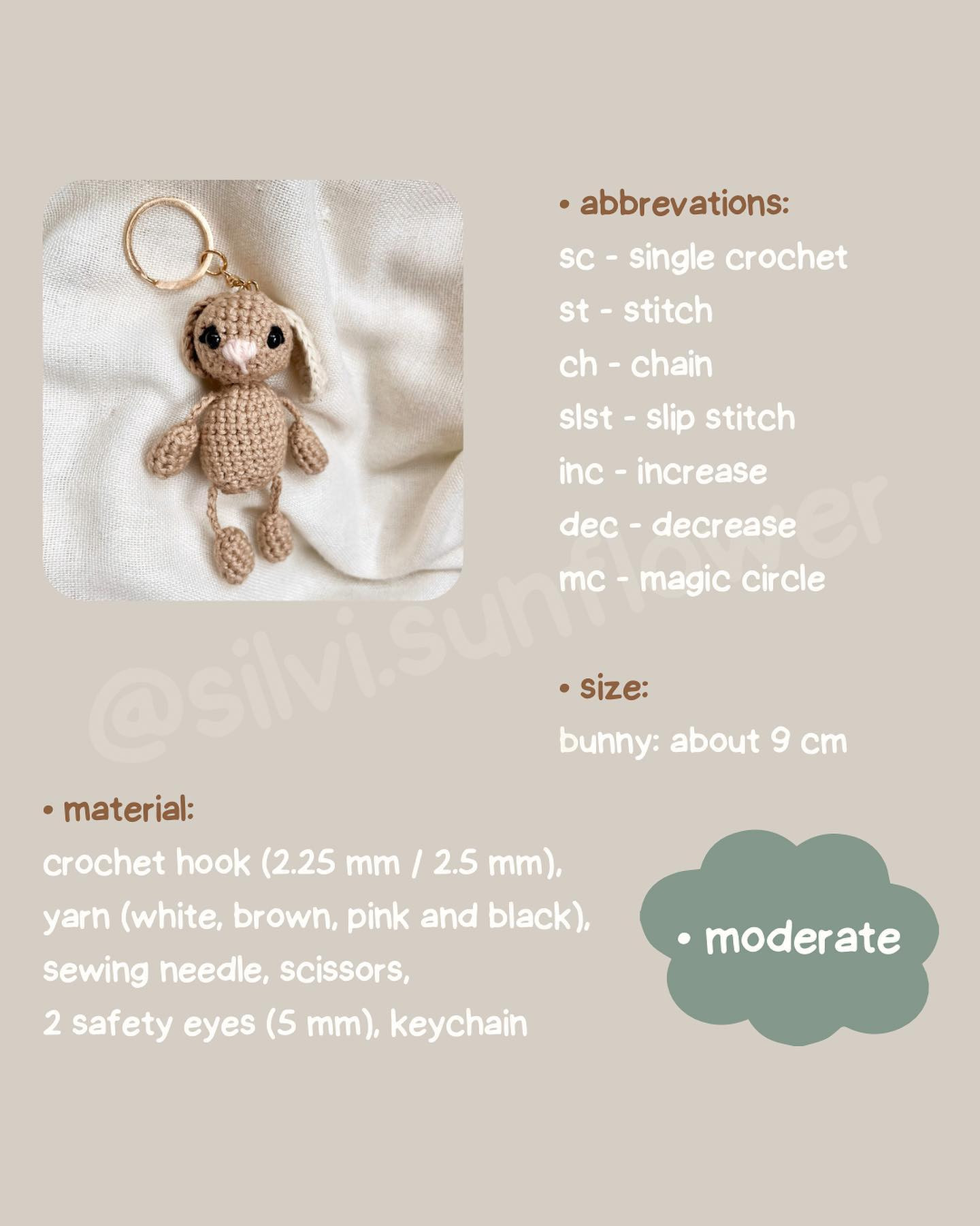 free pattern keychain bunny rabbit