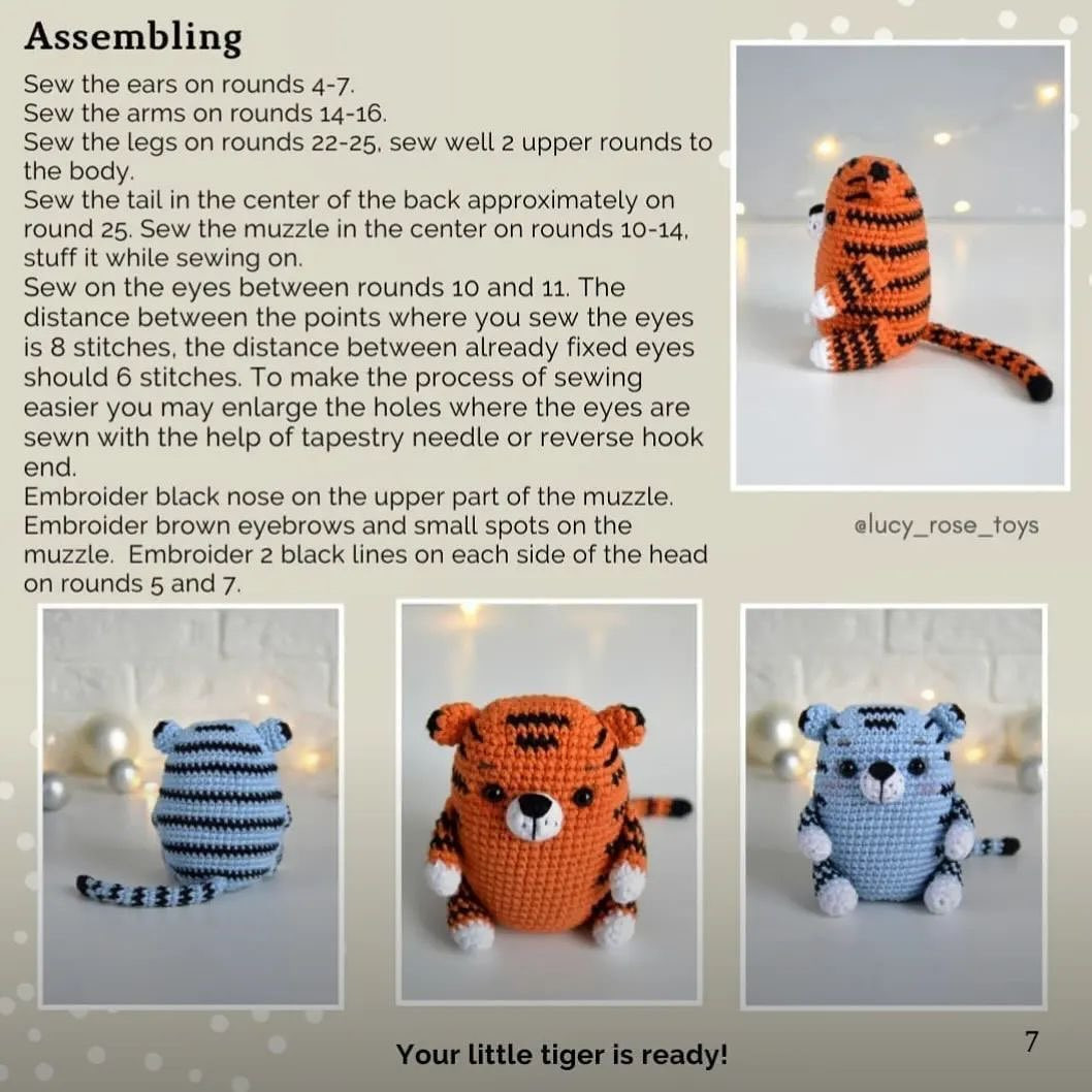 free pattern little tiger, crochet pattern for small white muzzle tiger