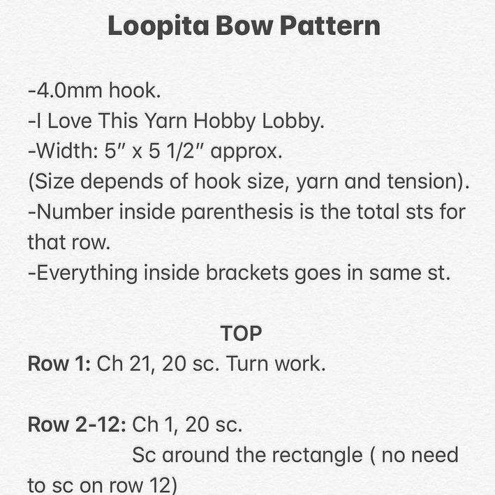 free pattern loopita bow pattern