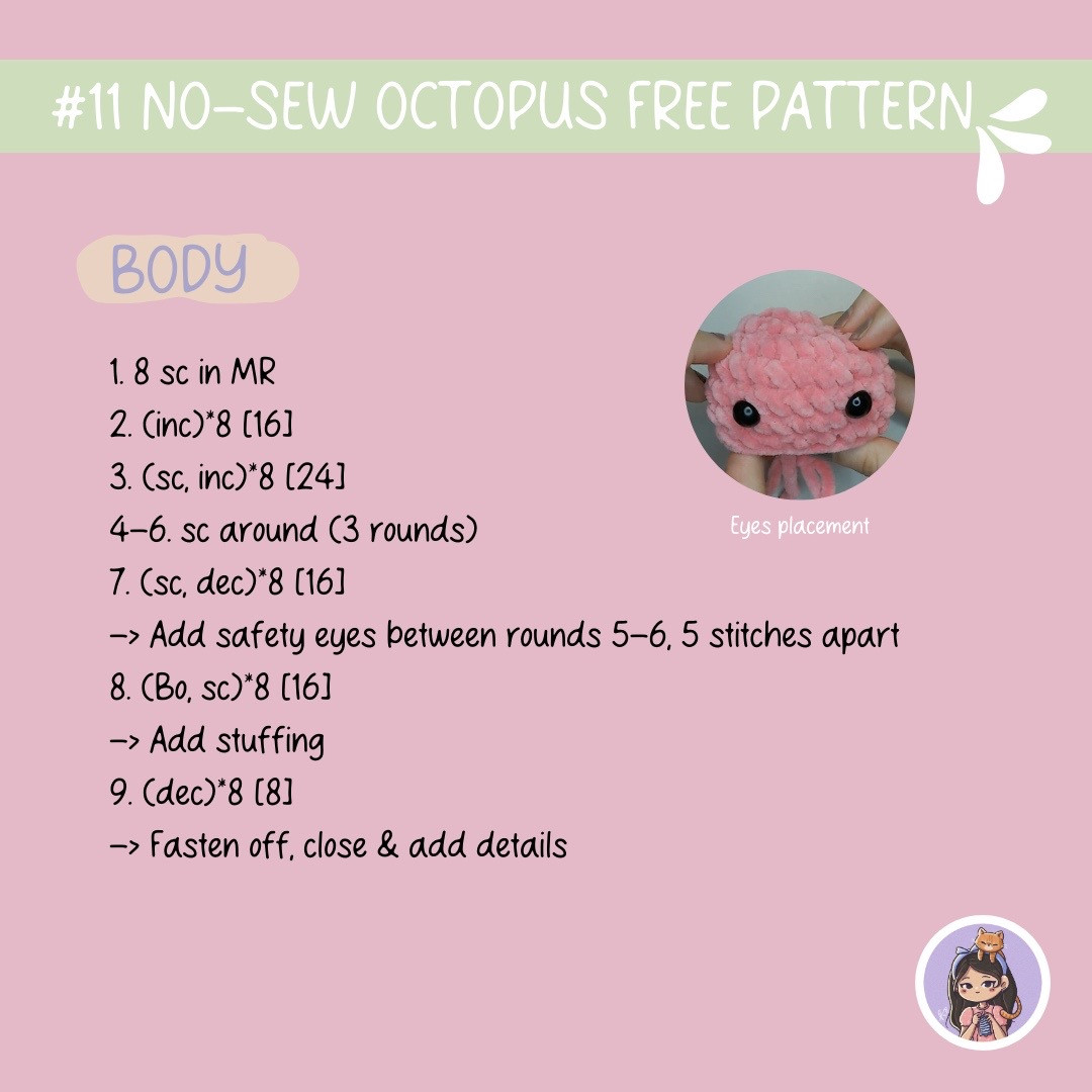 free pattern no sew orange octopus