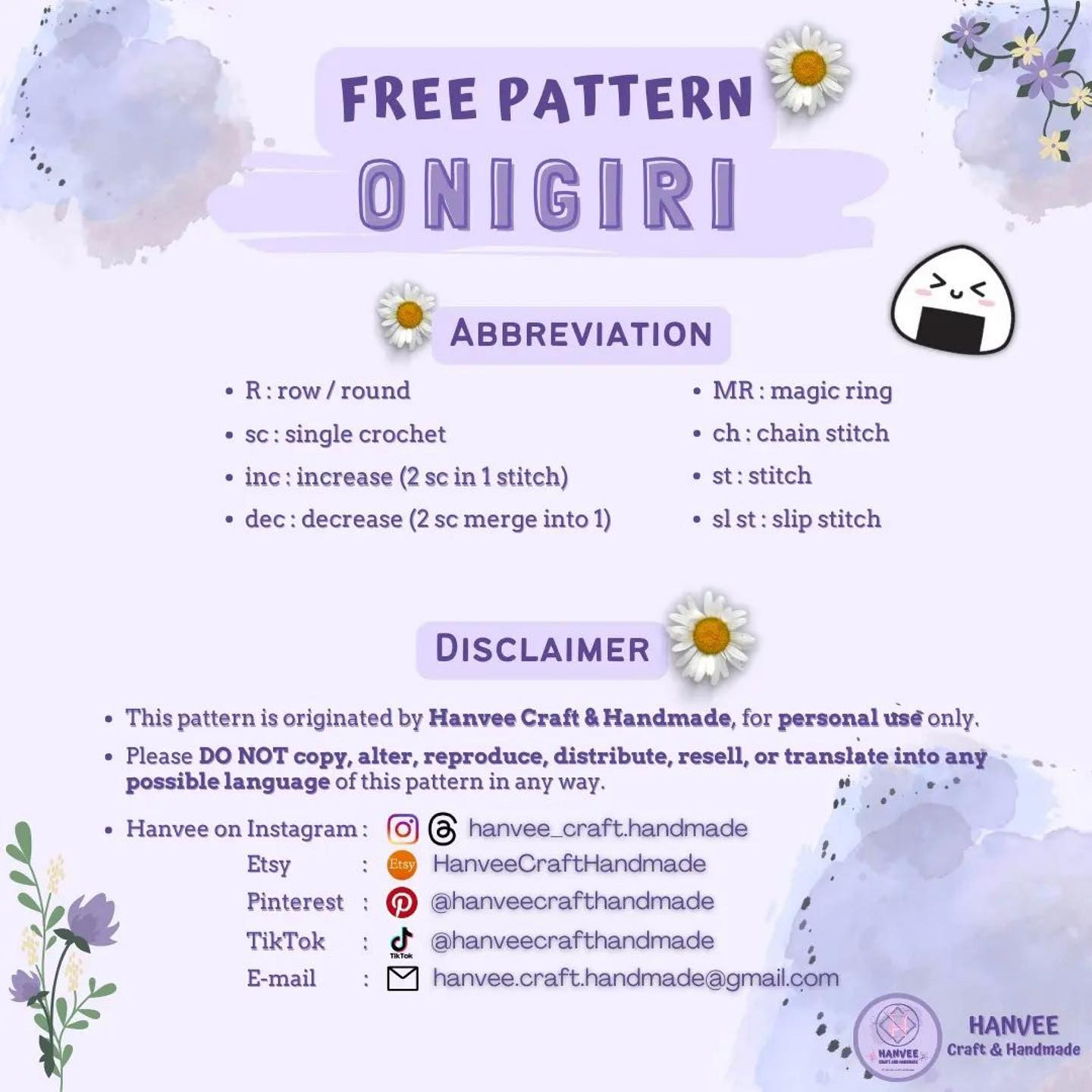 free pattern onigiri