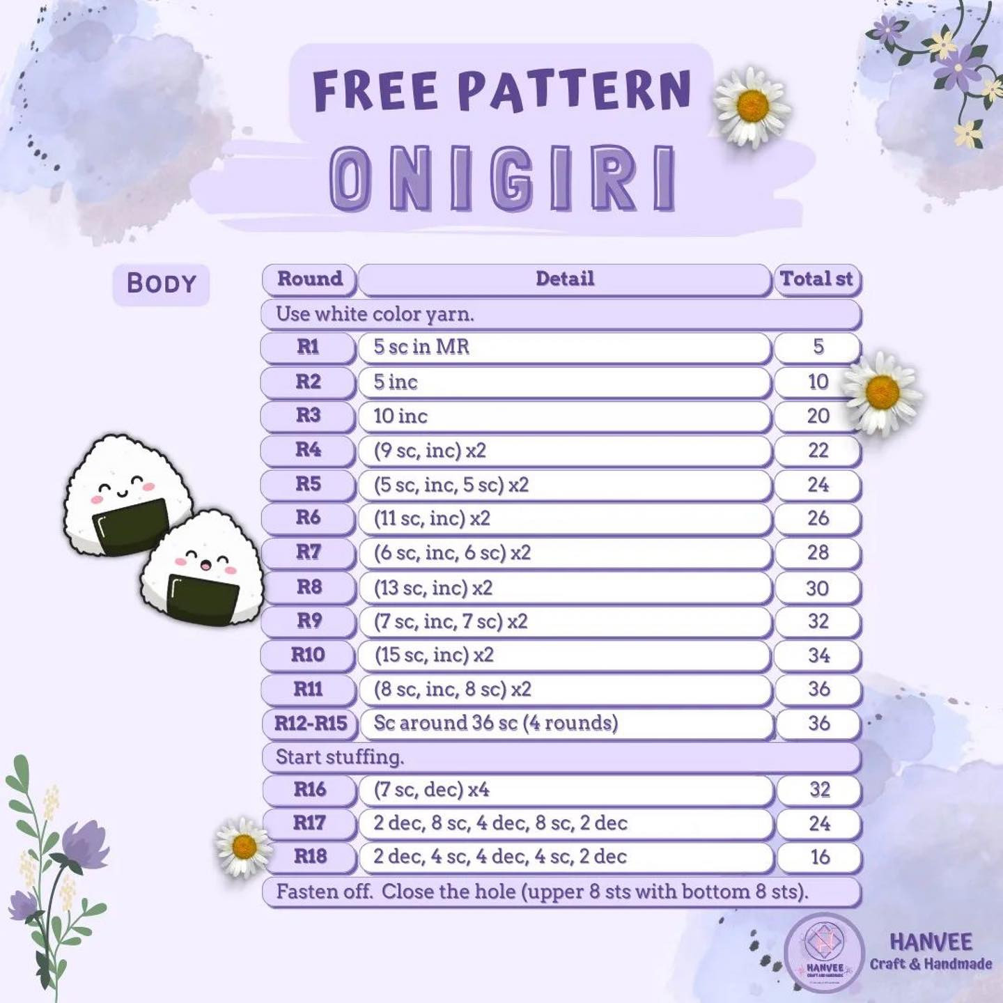 free pattern onigiri