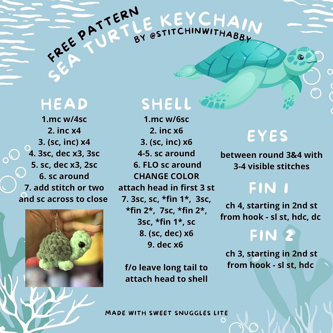 free pattern sea turtle keychain