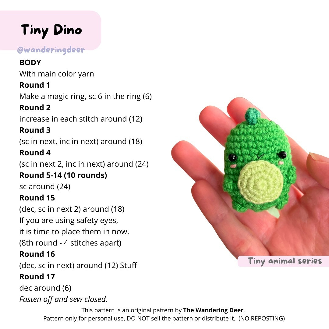 Free pattern: Tiny Dinosaur 🦖