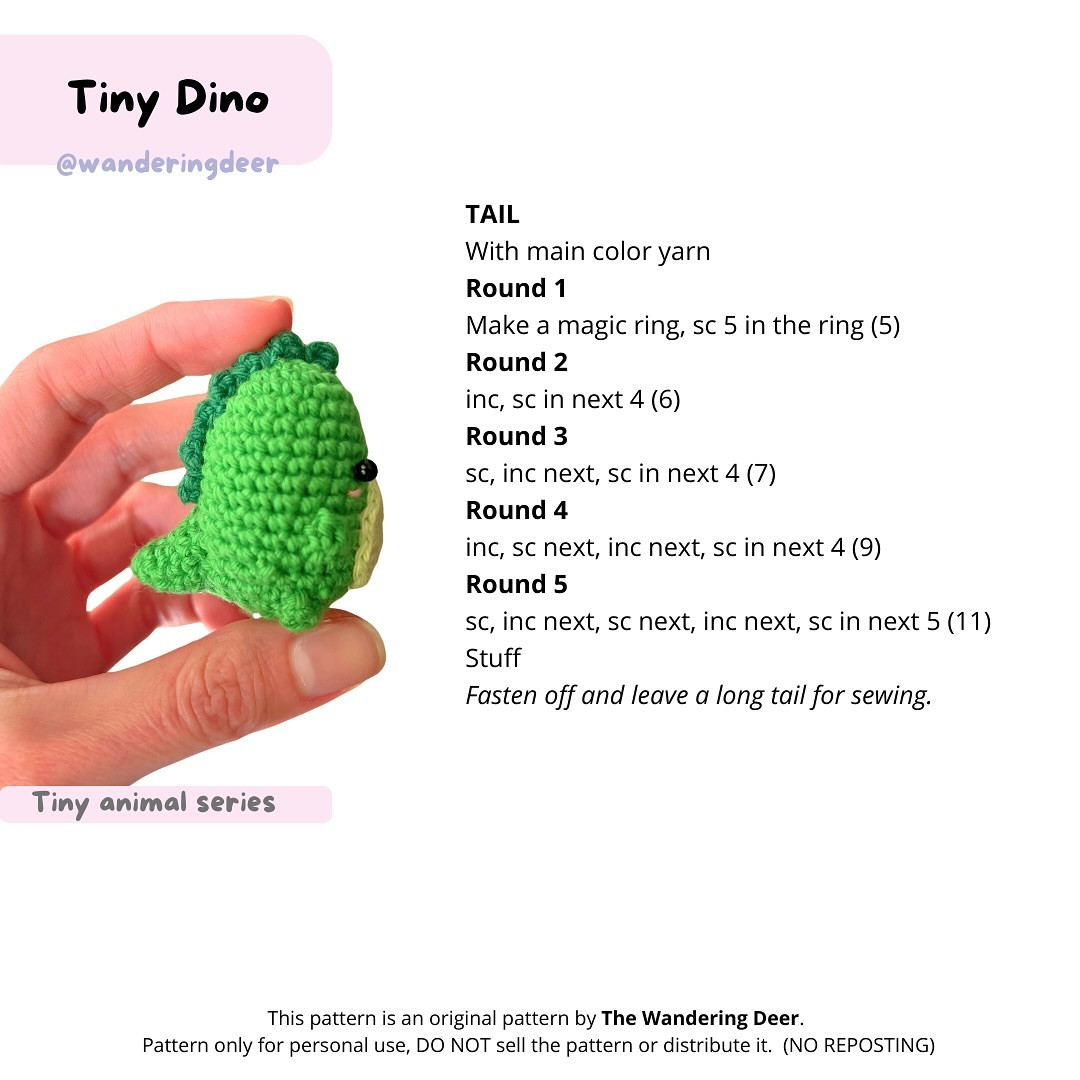 Free pattern: Tiny Dinosaur 🦖