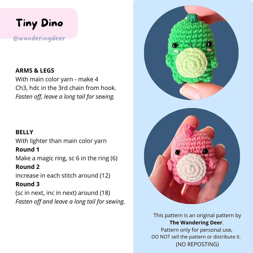 Free pattern: Tiny Dinosaur 🦖