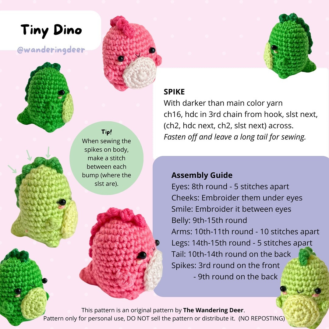 Free pattern: Tiny Dinosaur 🦖