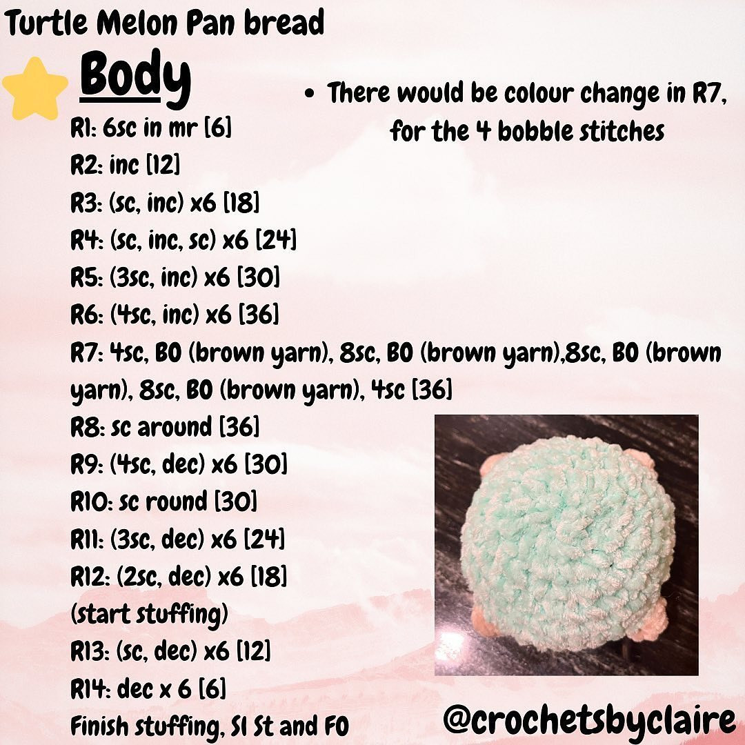 free pattern turtle melon pan bread