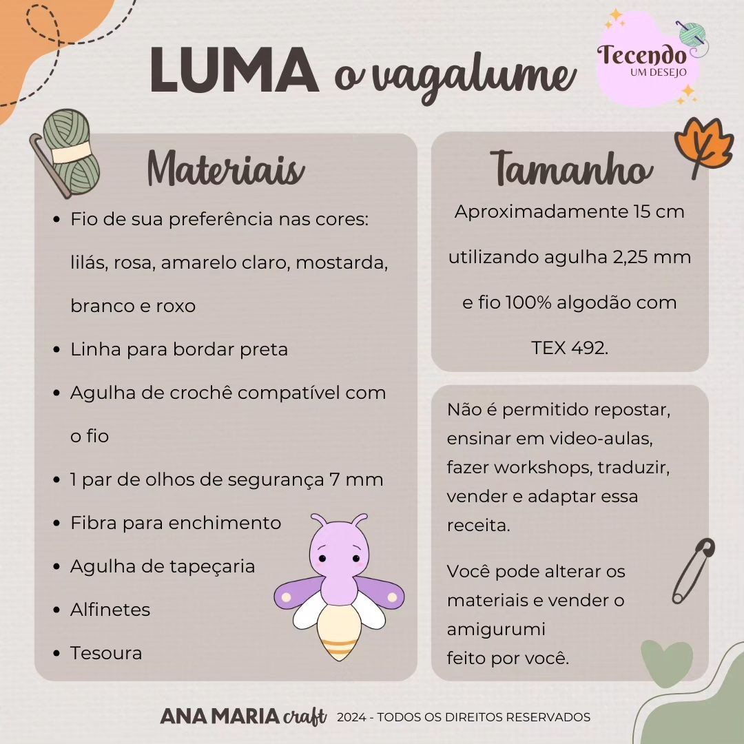 ✨ Meu desejo para 2024 é Luz ✨⁠
Para representar meu desejo, escolhi fazer a Luma, o vagalume ❤️⁠