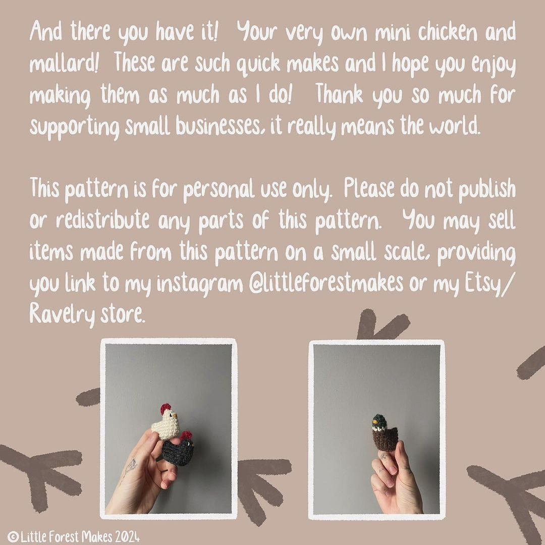 mini chicken free pattern including mallard mod