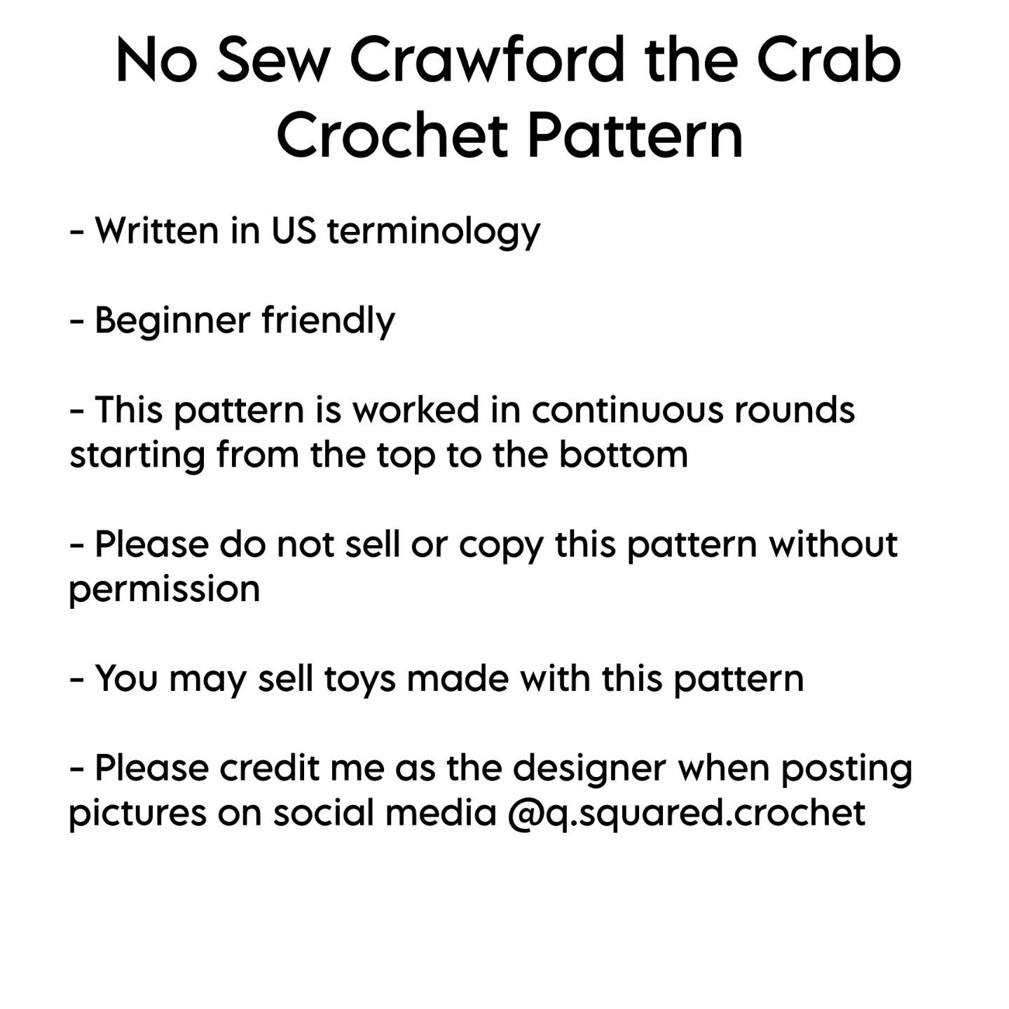 no sew crawford the crab crochet pattern