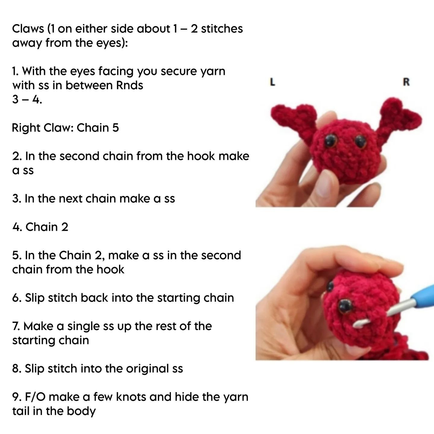 no sew crawford the crab crochet pattern