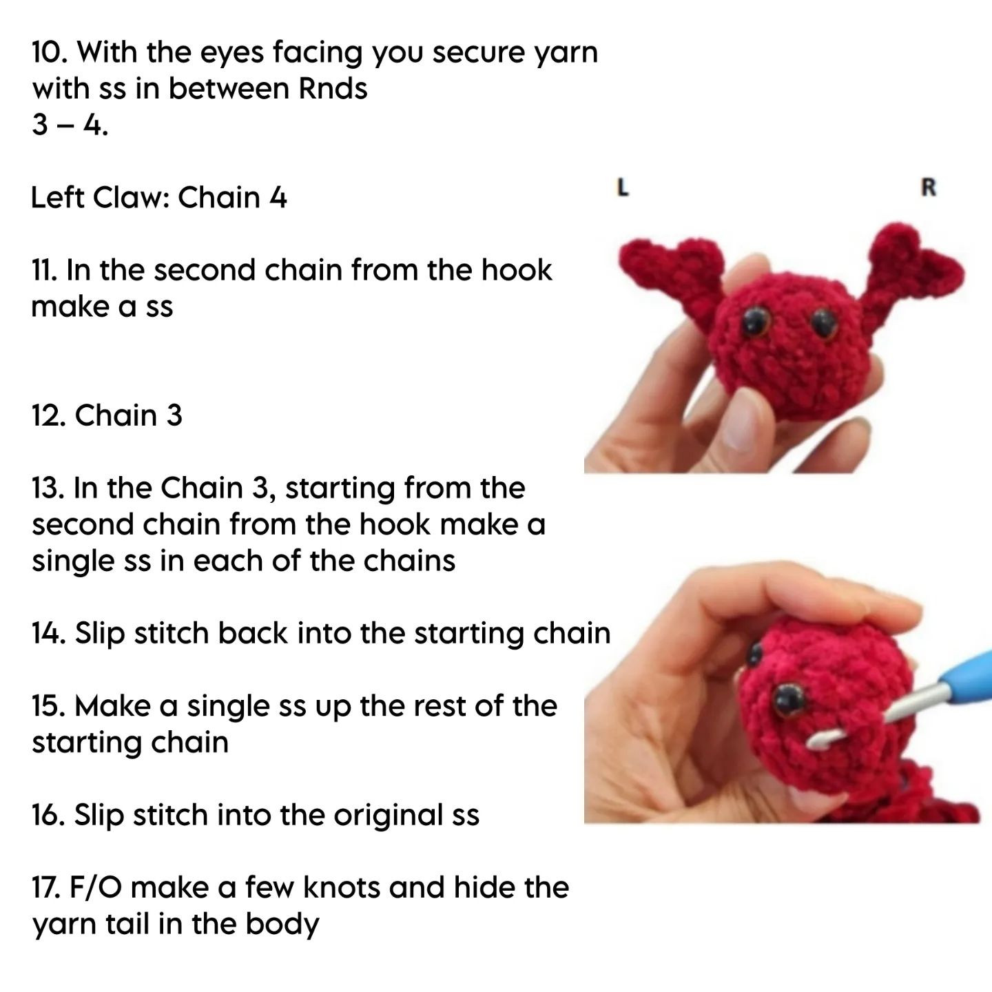 no sew crawford the crab crochet pattern