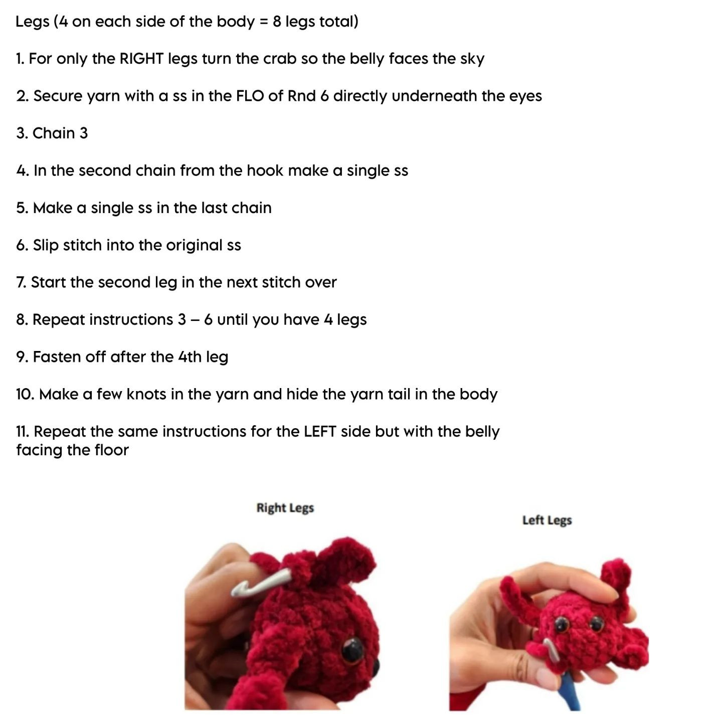 no sew crawford the crab crochet pattern