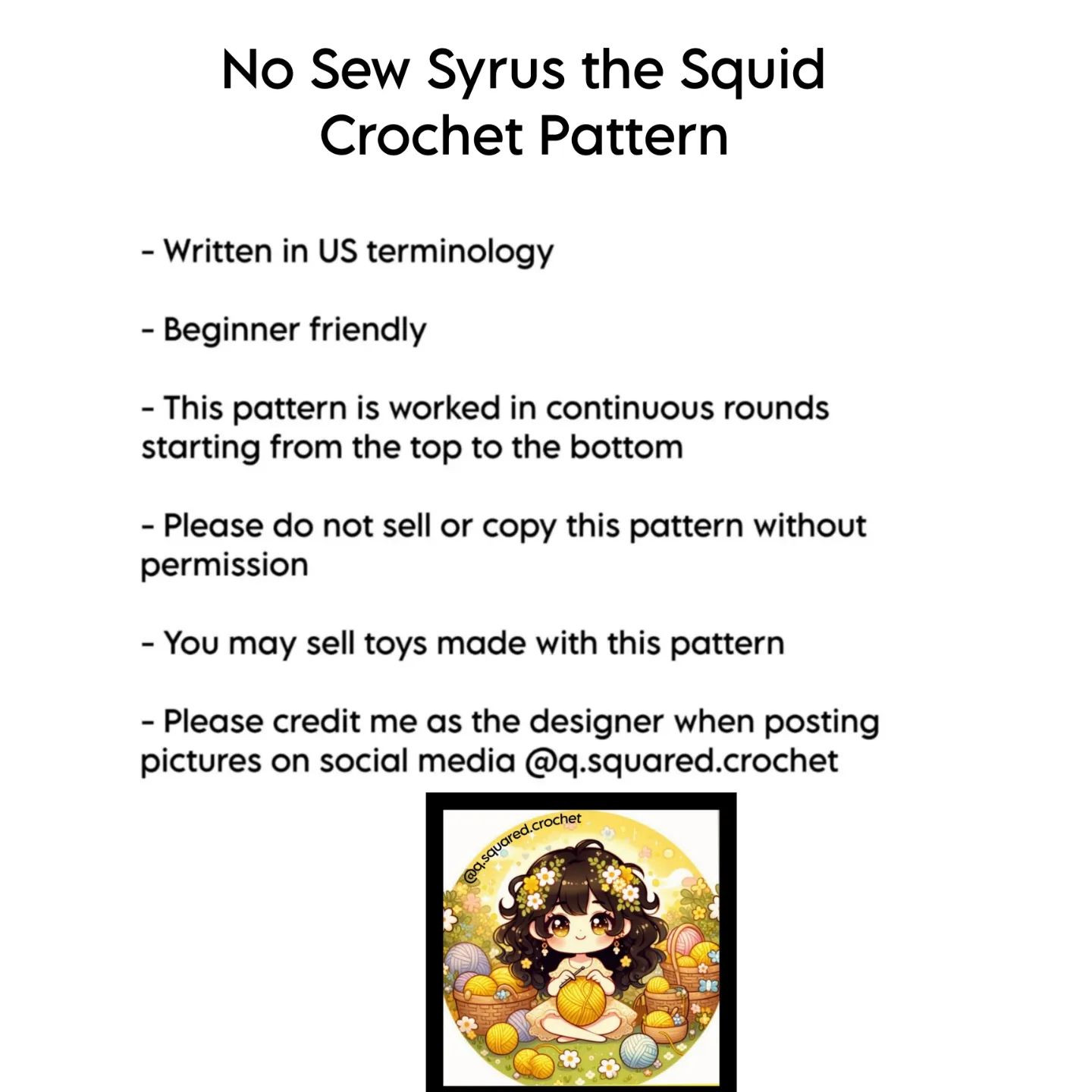 no sew syrus the squid crochet pattern.