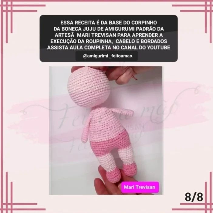 *RECEITA FREE*
BONECA JUJU DE AMIGURUMI - 25cm