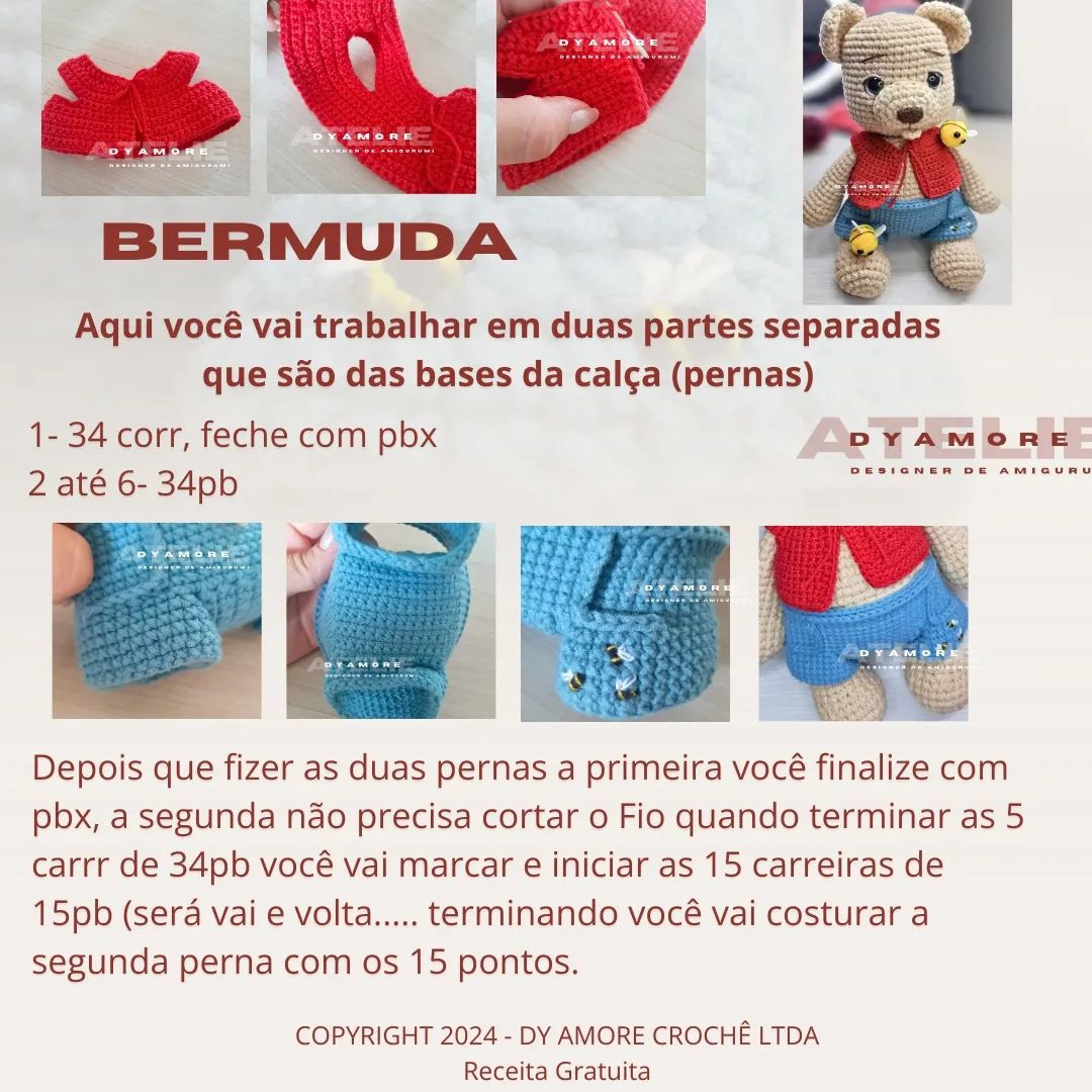 RECEITA GRATUITA Urso Tedy

👉 Uma pequena OBSERVAÇÃO: nas carr 18 e 20 do corpo não será aum e sim dim....
18- 7pb e 1dim (6x)(48)
20- 6pb e 1dim (6x)(42)