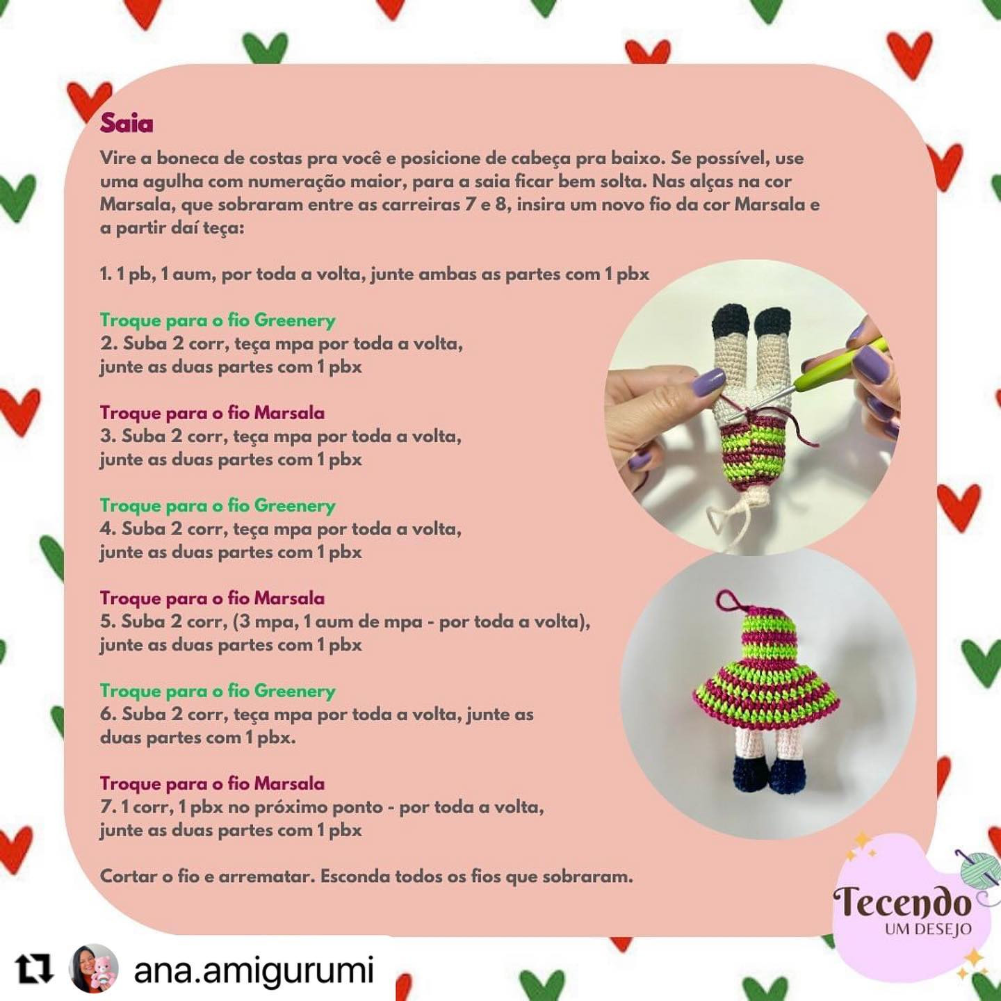 RECEITA GRATUITA
Bonequinha Anabella da @ana.amigurumi
AMEI!!!😍