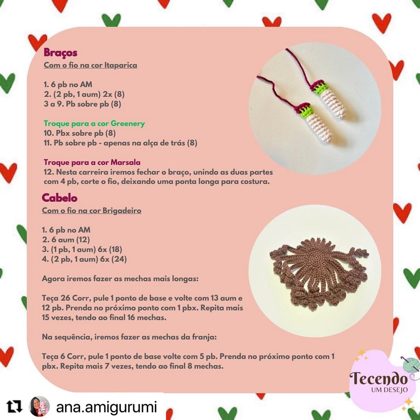 RECEITA GRATUITA
Bonequinha Anabella da @ana.amigurumi
AMEI!!!😍