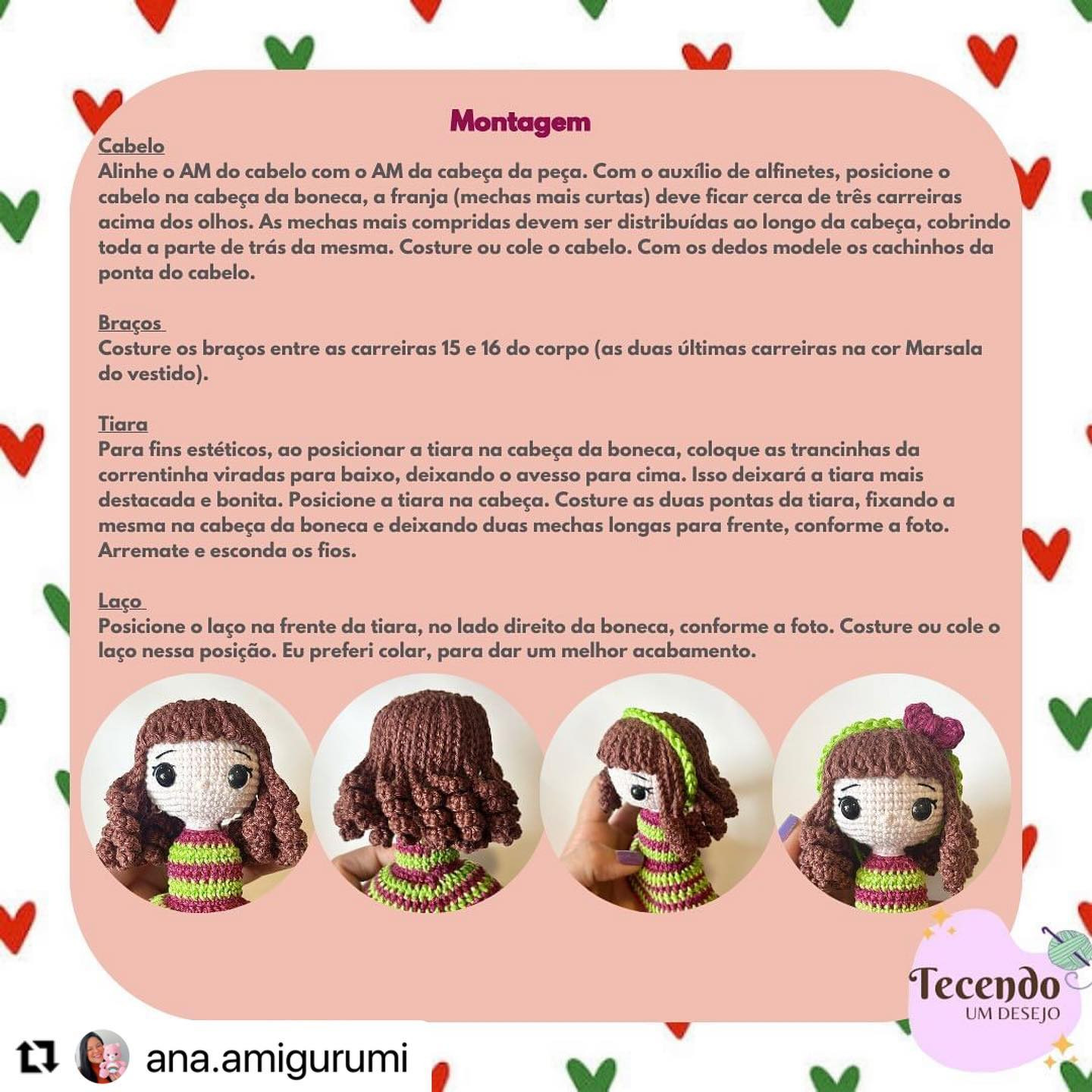 RECEITA GRATUITA
Bonequinha Anabella da @ana.amigurumi
AMEI!!!😍