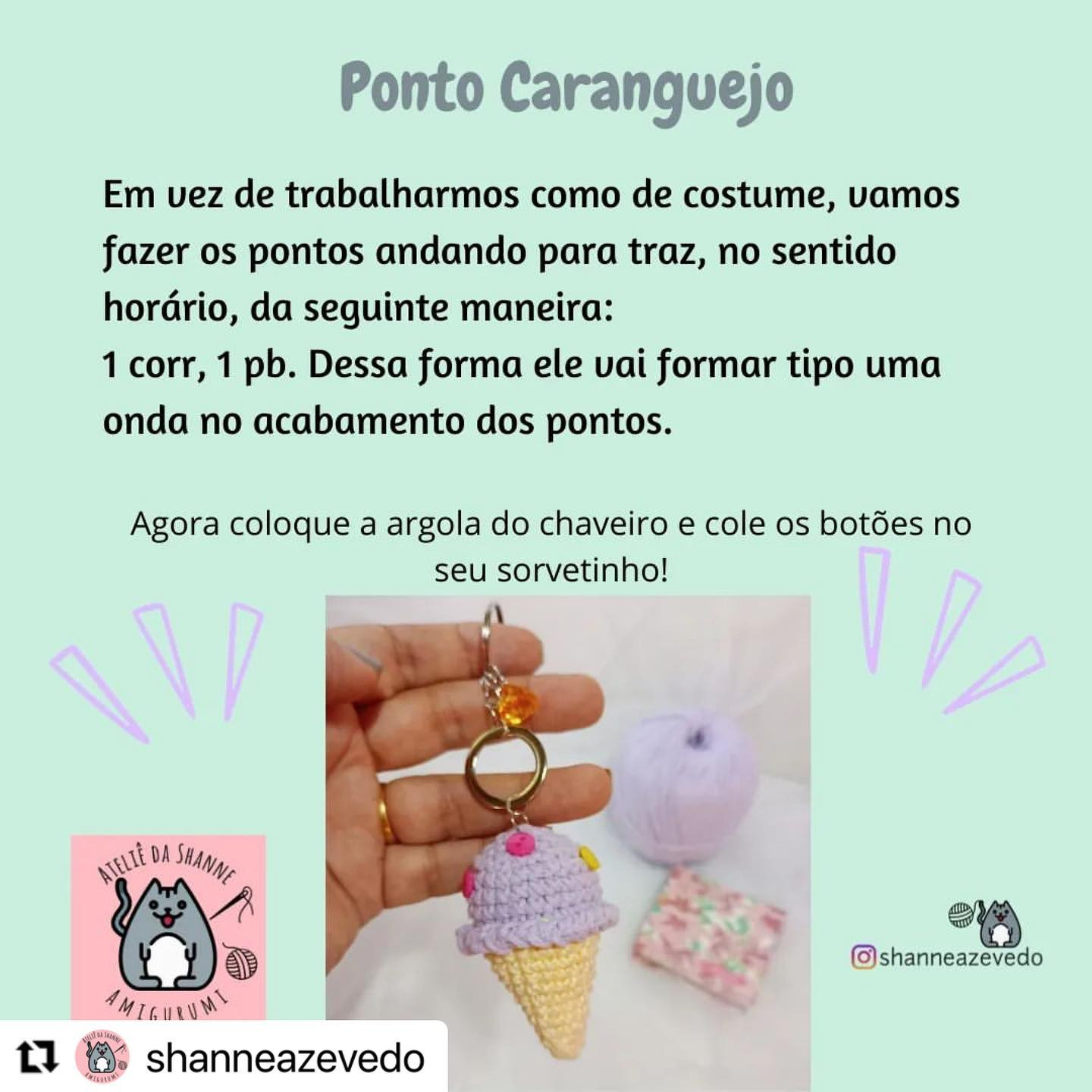 RECEITA GRATUITA
Receitinha chaveiro sorvete da @shanneazevedo

Já estão seguindo ela? Sigam lá que tem muitas novidades.