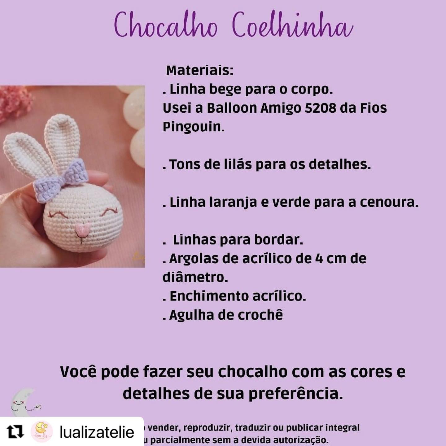 RECEITA GRATUITA

Receitinha chocalho Coelhinha da @lualizatelie